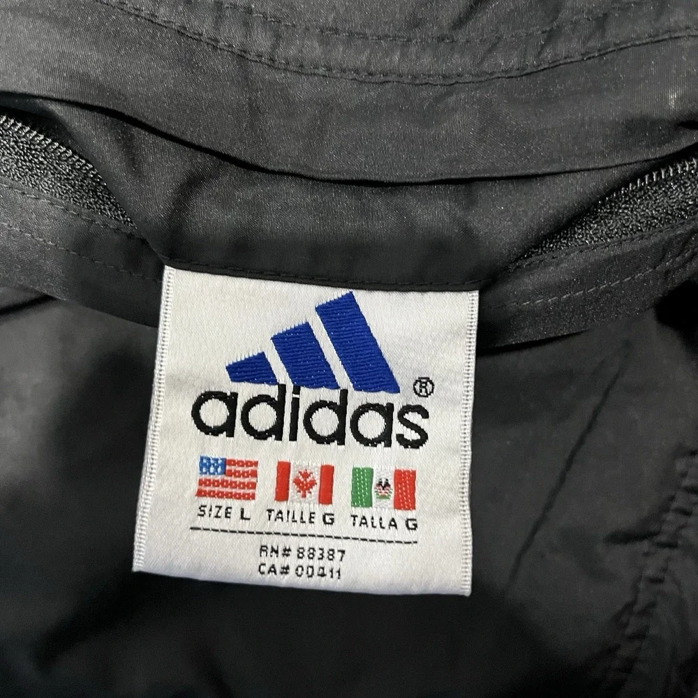Vtg Adidas Reversible Windbreaker Track Jacket Black‎ Large